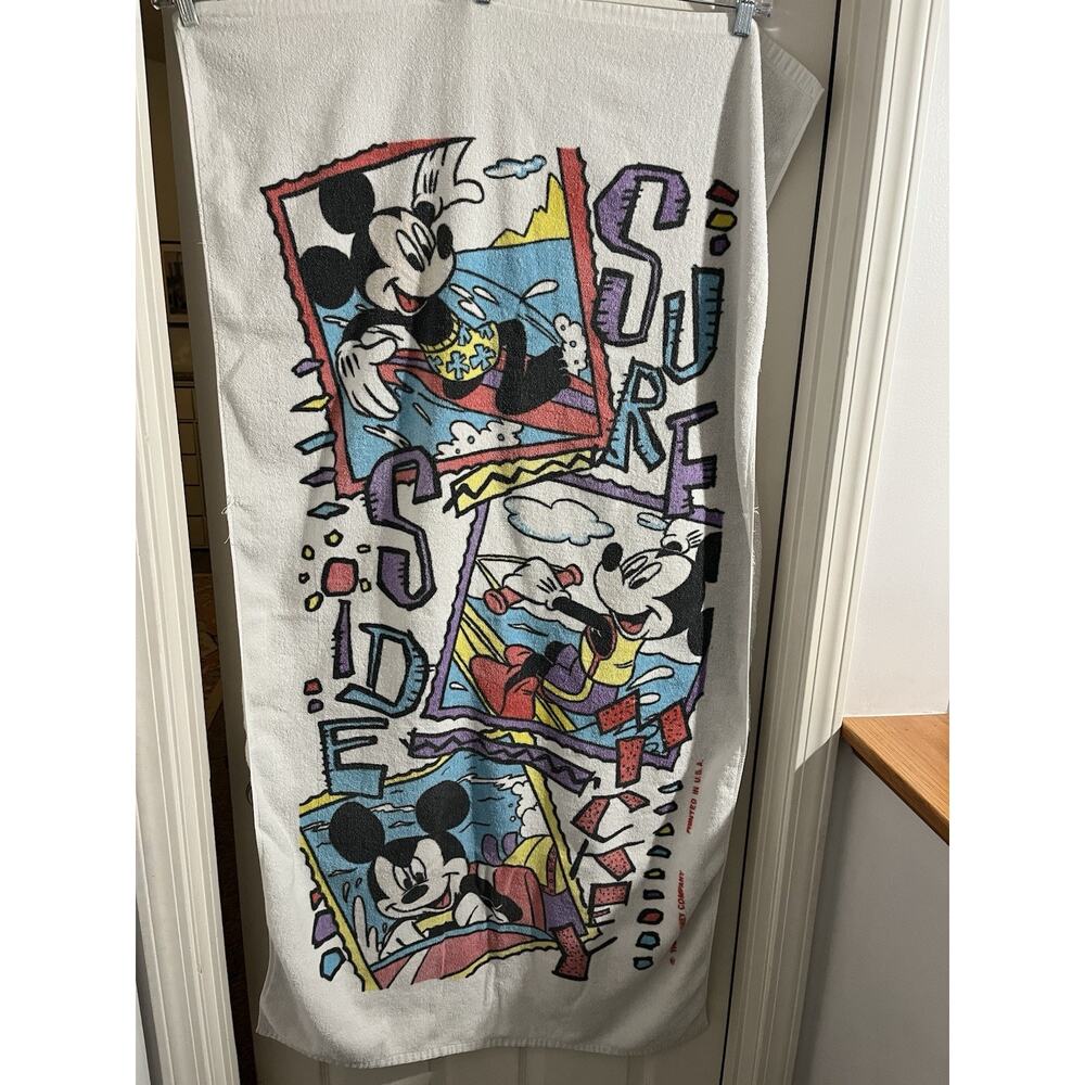 Vintage Franco Surf Side Mickey Disney 30x56 Beach Towel USA